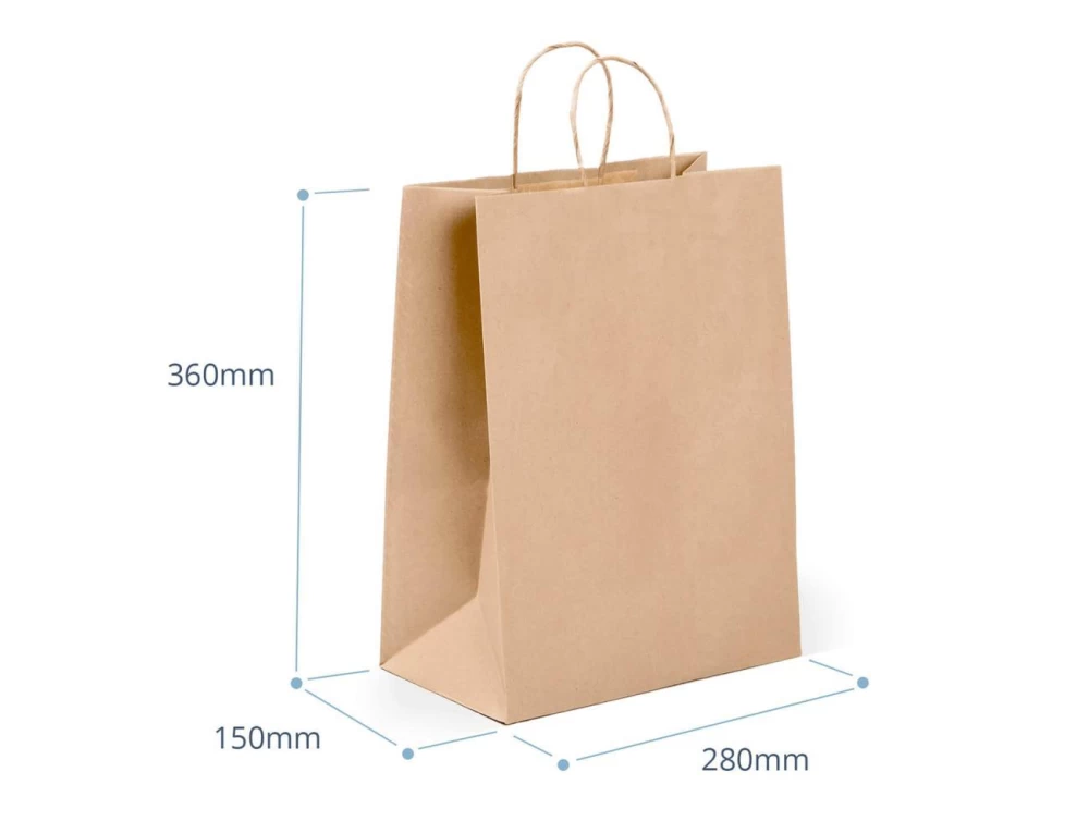 Brown Paper Bags 200pcs - Medium (360mm x 280mm x 150mm)